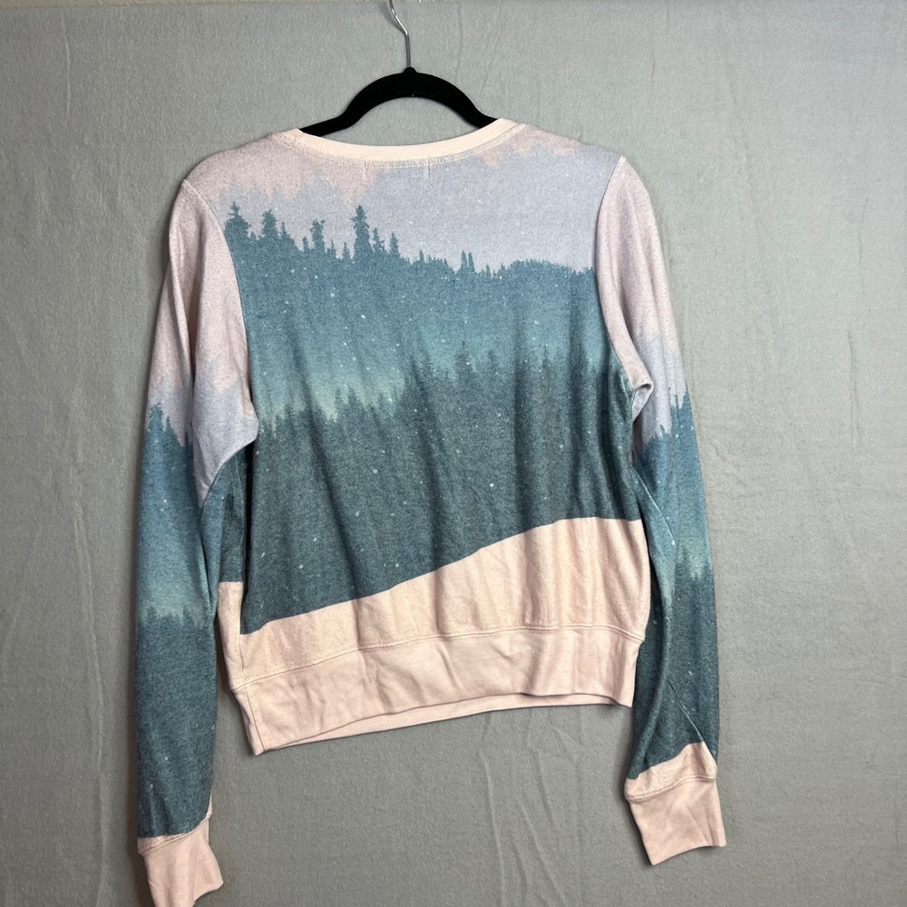 Wildfox Ski‎ Lift Allover Graphic Sweatshirt Womens XS Pullover Pink Blue NEW - Picture 6 of 6